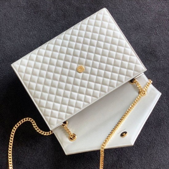 Miglior Falso Borsa grande Saint Laurent Envelope matelassé bianca Economiche Premium