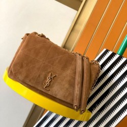 Perfette Qualità Repliche Saint Laurent Jamie 4.3 Piccolo Borsa Brown Suede Calfskin Imitazione