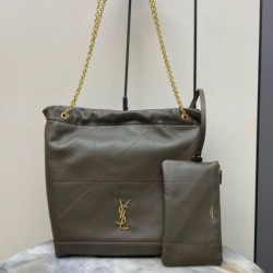 Perfette Qualità Repliche Borsa Saint Laurent Jamie 4.3 Pochon agnello verde kaki Imitazione