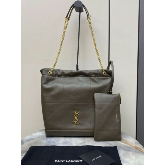 Perfette Qualità Repliche Borsa Saint Laurent Jamie 4.3 Pochon agnello verde kaki Imitazione
