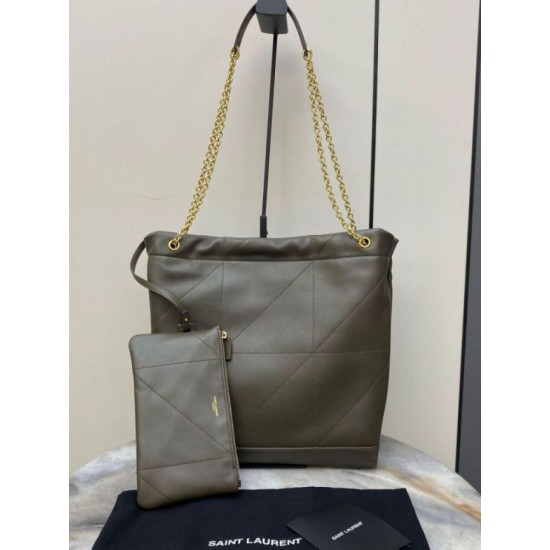 Perfette Qualità Repliche Borsa Saint Laurent Jamie 4.3 Pochon agnello verde kaki Imitazione