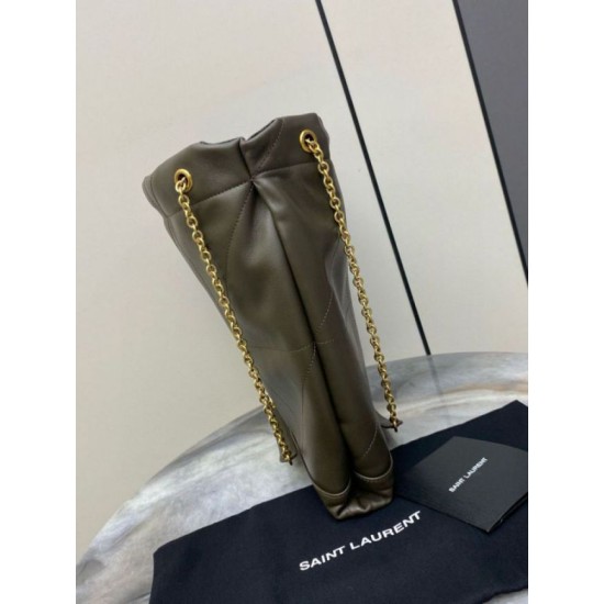 Perfette Qualità Repliche Borsa Saint Laurent Jamie 4.3 Pochon agnello verde kaki Imitazione