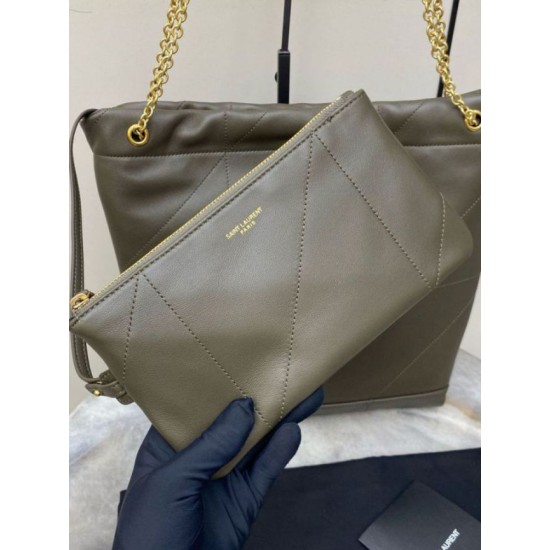 Perfette Qualità Repliche Borsa Saint Laurent Jamie 4.3 Pochon agnello verde kaki Imitazione