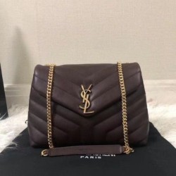 Migliore Repliche Borsa piccola Saint Laurent Loulou matelassé bordeaux Economiche Outlet Online