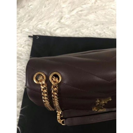 Migliore Repliche Borsa piccola Saint Laurent Loulou matelassé bordeaux Economiche Outlet Online