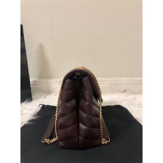 Migliore Repliche Borsa piccola Saint Laurent Loulou matelassé bordeaux Economiche Outlet Online