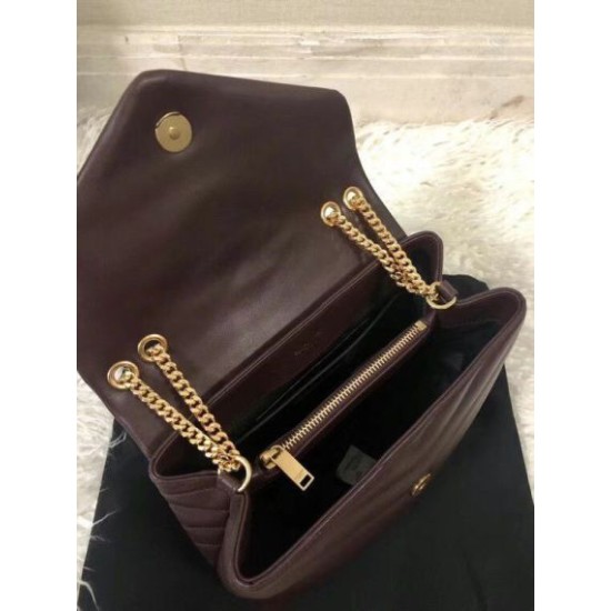 Migliore Repliche Borsa piccola Saint Laurent Loulou matelassé bordeaux Economiche Outlet Online