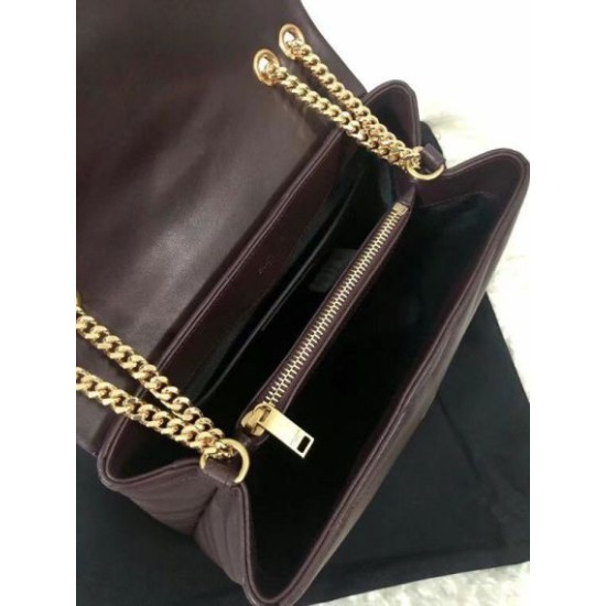 Migliore Repliche Borsa piccola Saint Laurent Loulou matelassé bordeaux Economiche Outlet Online