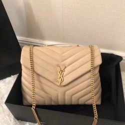 Perfette Qualità Repliche Borsa Saint Laurent Loulou media matelassé beige Imitazione