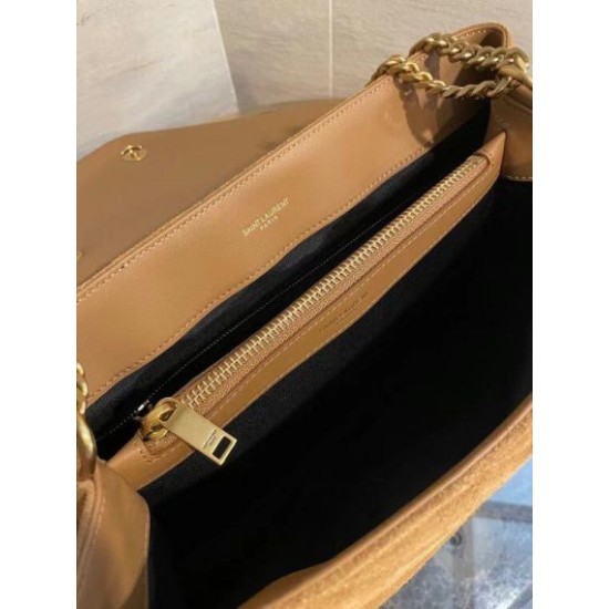 Repliche Borsa Saint Laurent Loulou media scamosciata marrone Imitazioni Premium Miglior Falso Borsa Saint Laurent Loulou media scamosciata marrone Economiche Premium