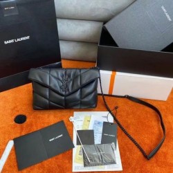 Miglior Falso Borsa Saint Laurent So Nero Puffer Toy agnello nera Economiche Premium