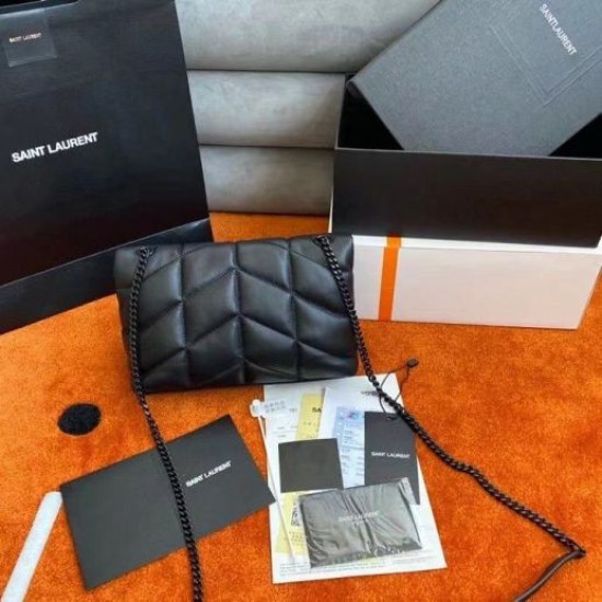 Miglior Falso Borsa Saint Laurent So Nero Puffer Toy agnello nera Economiche Premium