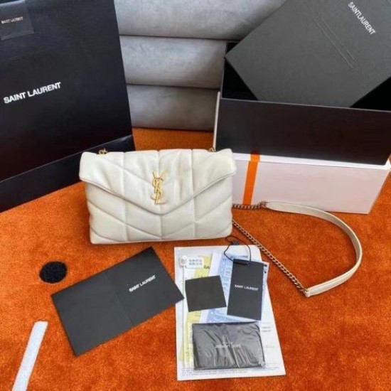 Perfette Qualità Repliche Borsa Saint Laurent Puffer Toy agnello bianca Imitazione