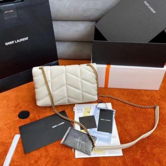 Perfette Qualità Repliche Borsa Saint Laurent Puffer Toy agnello bianca Imitazione