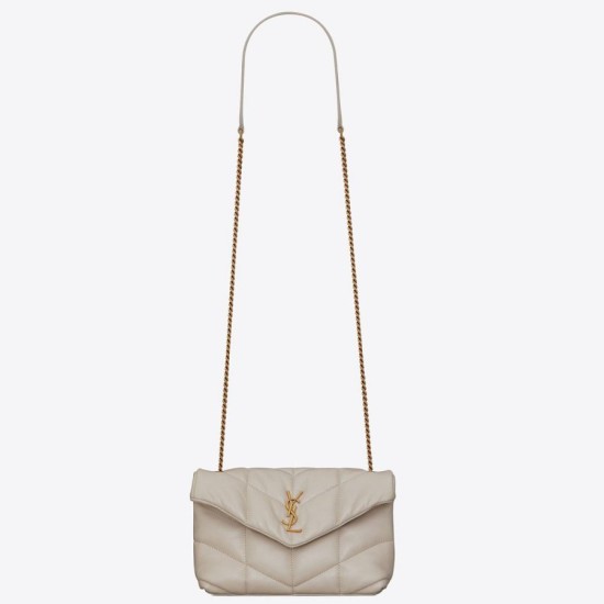 Perfette Qualità Repliche Borsa Saint Laurent Puffer Toy agnello bianca Imitazione