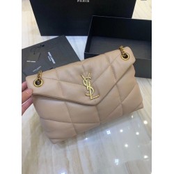 Miglior Falso Borsa piccola Saint Laurent Borsa Loulou Puffer agnello beige Economiche Premium