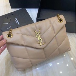 Miglior Falso Borsa piccola Saint Laurent Borsa Loulou Puffer agnello beige Economiche Premium