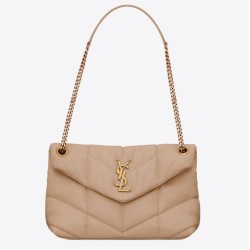 Miglior Falso Borsa piccola Saint Laurent Borsa Loulou Puffer agnello beige Economiche Premium