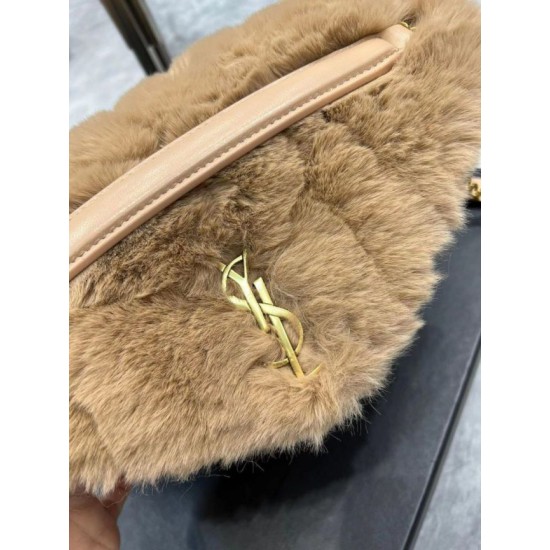 Migliore Repliche Borsa Saint Laurent Loulou piccola montone beige Economiche Outlet Online