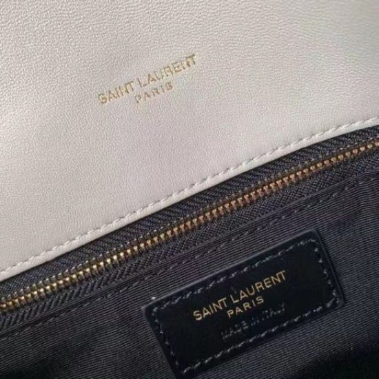 Replica perfetta Borsa media Saint Laurent Loulou Puffer agnello avorio Imitazione Outlet Online