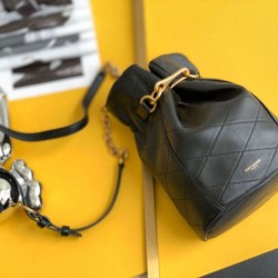 Migliore Repliche Borsa Saint Laurent Le Maillon Hook Bucket agnello nera Economiche Outlet Online