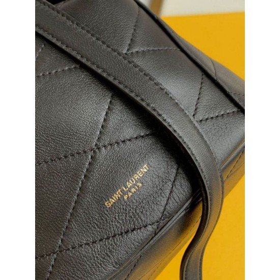 Migliore Repliche Borsa Saint Laurent Le Maillon Hook Bucket agnello nera Economiche Outlet Online