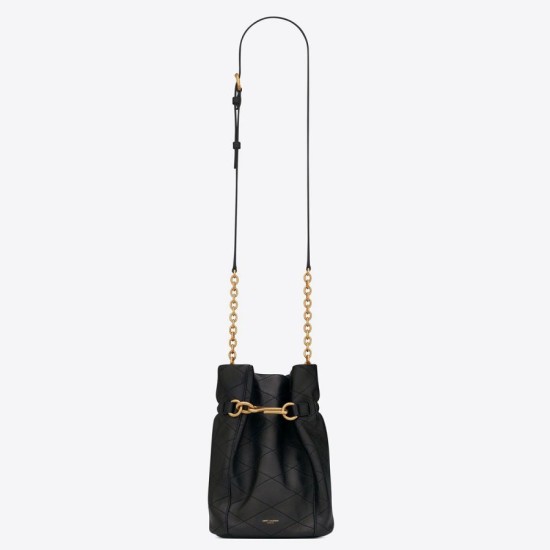 Migliore Repliche Borsa Saint Laurent Le Maillon Hook Bucket agnello nera Economiche Outlet Online