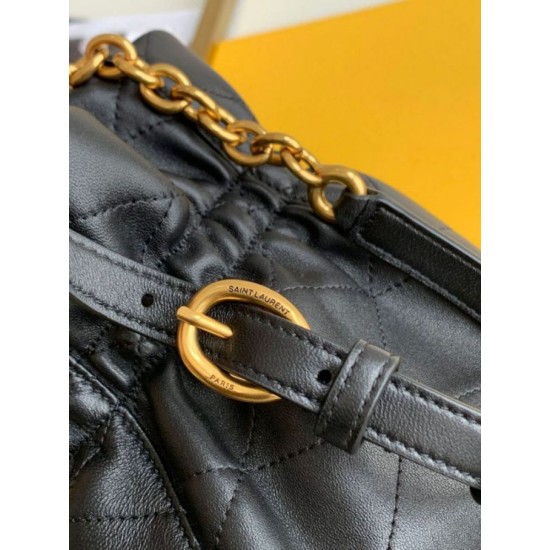 Migliore Repliche Borsa Saint Laurent Le Maillon Hook Bucket agnello nera Economiche Outlet Online
