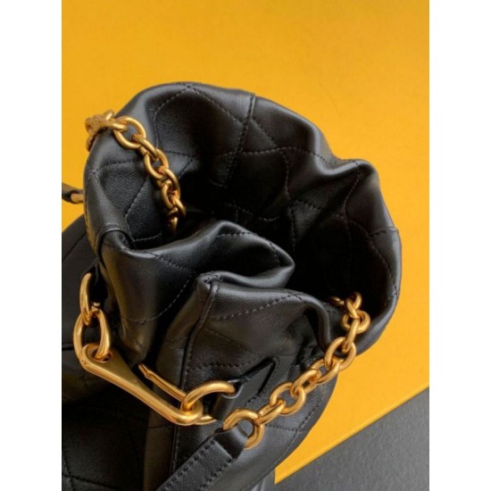 Migliore Repliche Borsa Saint Laurent Le Maillon Hook Bucket agnello nera Economiche Outlet Online