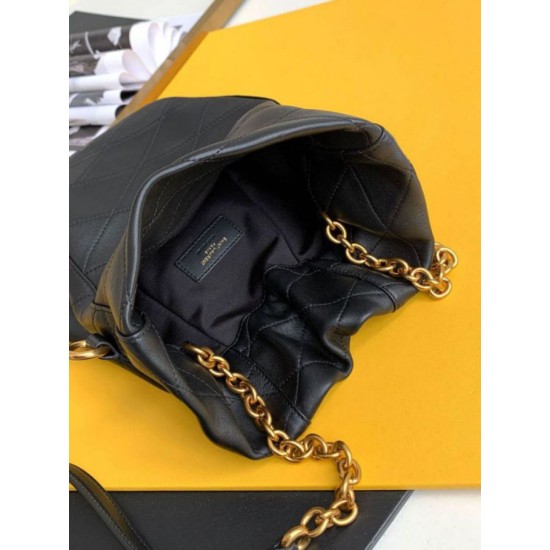 Migliore Repliche Borsa Saint Laurent Le Maillon Hook Bucket agnello nera Economiche Outlet Online