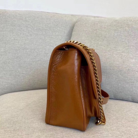 Miglior Falso Borsa Saint Laurent Niki media vitello marrone Economiche Premium