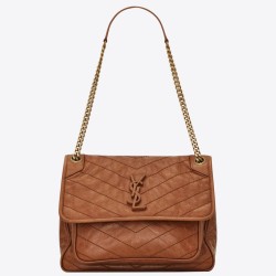 Miglior Falso Borsa Saint Laurent Niki media vitello marrone Economiche Premium