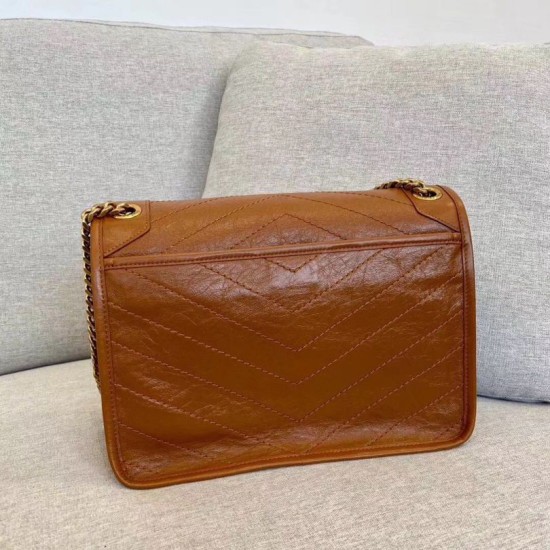 Miglior Falso Borsa Saint Laurent Niki media vitello marrone Economiche Premium