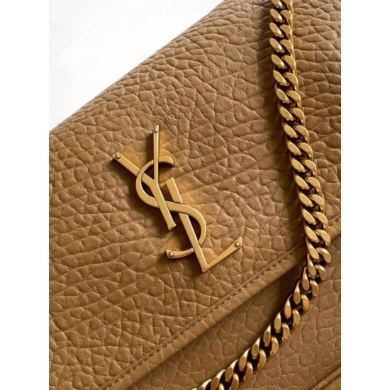 Migliore Repliche Borsa media Saint Laurent Niki a catena agnello martellata sughero scuro Economiche Outlet Online