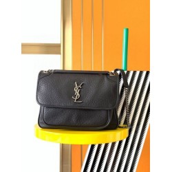 Miglior Falso Borsa media Saint Laurent Niki a catena agnello martellata nera Economiche Premium