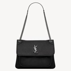Miglior Falso Borsa media Saint Laurent Niki a catena agnello martellata nera Economiche Premium
