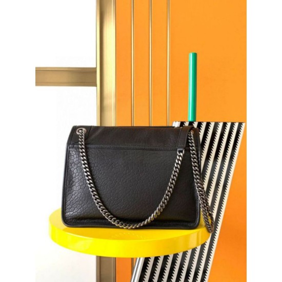 Miglior Falso Borsa media Saint Laurent Niki a catena agnello martellata nera Economiche Premium
