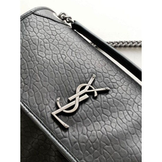 Miglior Falso Borsa media Saint Laurent Niki a catena agnello martellata nera Economiche Premium