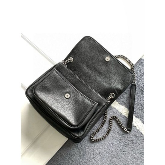 Miglior Falso Borsa media Saint Laurent Niki a catena agnello martellata nera Economiche Premium