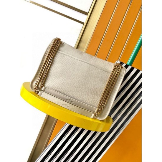 Migliore Repliche Borsa media Saint Laurent Niki a catena agnello martellata bianca Economiche Outlet Online