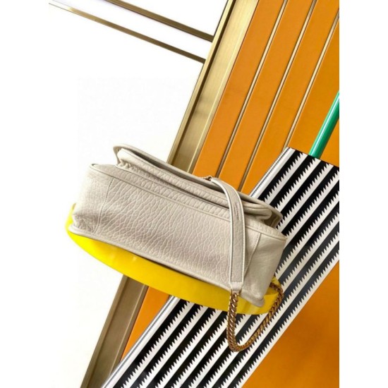 Migliore Repliche Borsa media Saint Laurent Niki a catena agnello martellata bianca Economiche Outlet Online
