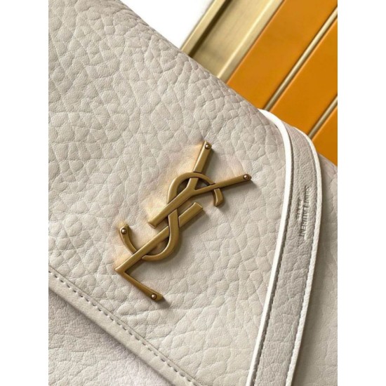 Migliore Repliche Borsa media Saint Laurent Niki a catena agnello martellata bianca Economiche Outlet Online