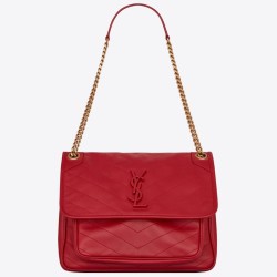 Replica perfetta Borsa media Saint Laurent Niki agnello rossa Imitazione Outlet Online