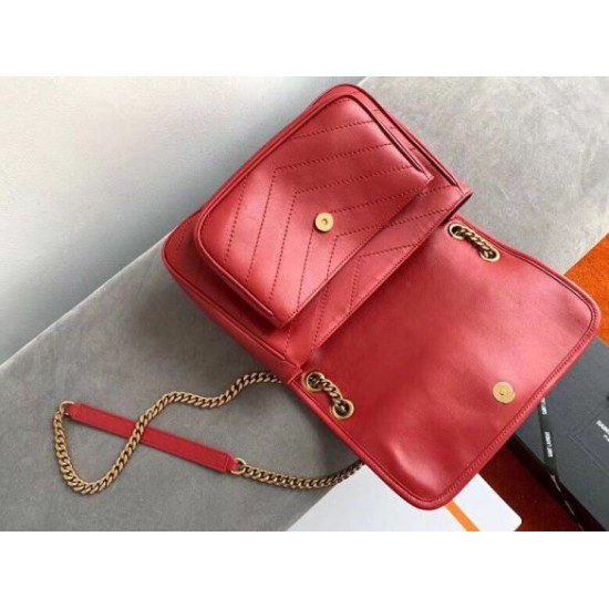 Replica perfetta Borsa media Saint Laurent Niki agnello rossa Imitazione Outlet Online