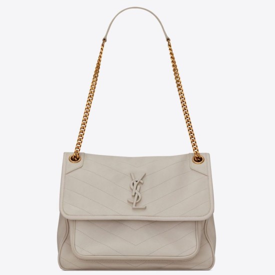 Perfette Qualità Repliche Borsa media Saint Laurent Niki agnello bianca Imitazione Miglior Falso Borsa media Saint Laurent Niki agnello bianca Economiche Premium