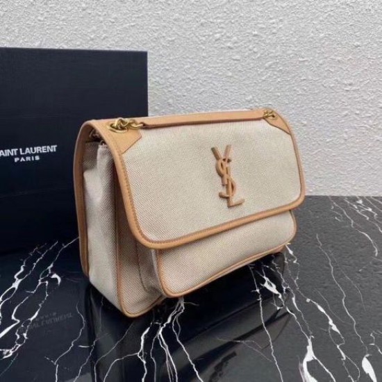 Replica perfetta Borsa media Saint Laurent Niki tela di cotone Imitazione Outlet Online