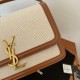 Migliore Repliche Borsa Saint Laurent Solferino media tela con vitello Economiche Outlet Online