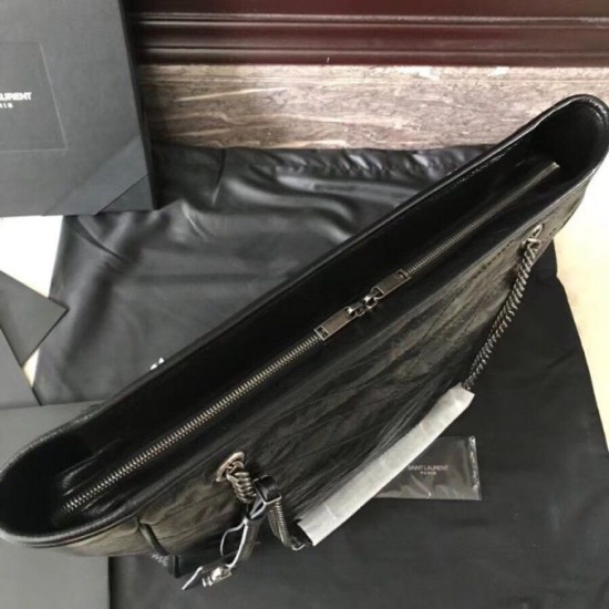 Perfette Qualità Repliche Borsa shopping Saint Laurent Niki vitello nera stropicciata Imitazione Miglior Falso Borsa shopping Saint Laurent Niki vitello nera stropicciata Economiche Premium