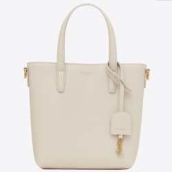 Migliore Repliche Borsa Saint Laurent Mini Toy Shopping vitello bianca Economiche Outlet Online