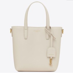 Migliore Repliche Borsa Saint Laurent Mini Toy Shopping vitello bianca Economiche Outlet Online